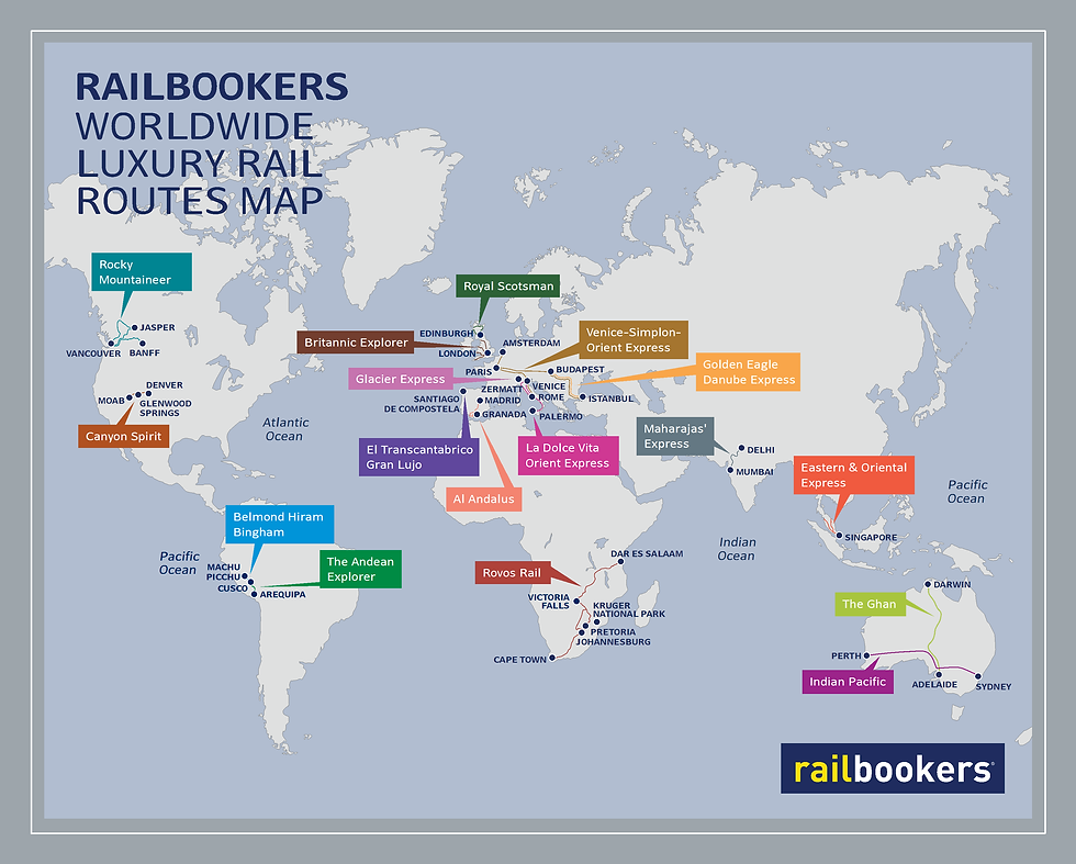 Worldwide Luxury Rail Routes Map