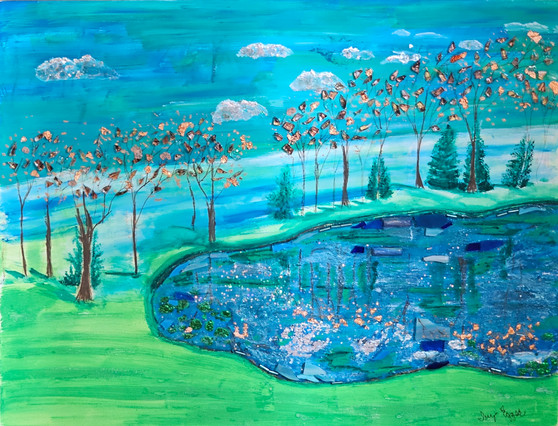 Ivy Egger Artwork of a pond and trees