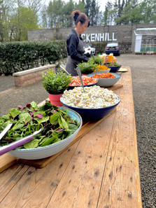 bowls of food set out on a table