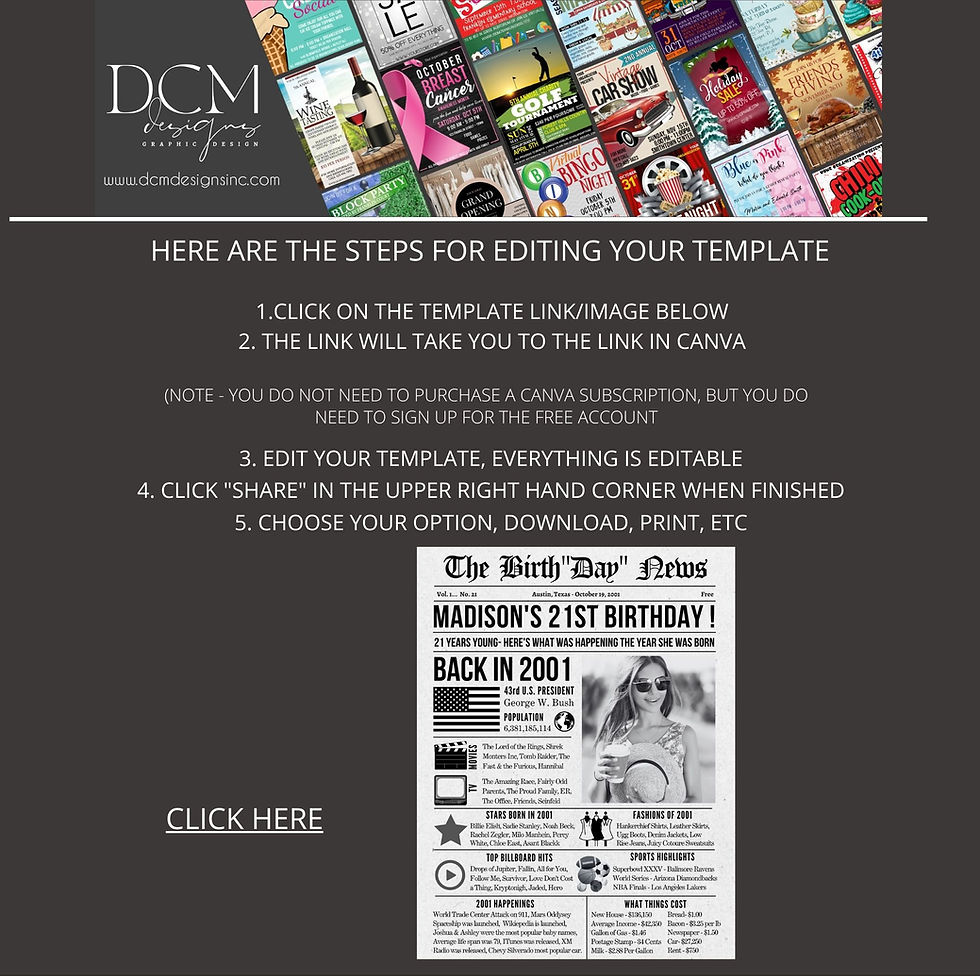 Thumbnail: 21st Birthday Announcement/Sign Newspaper