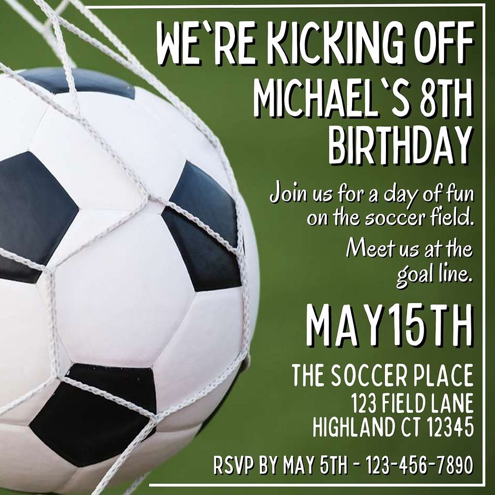 Thumbnail: We're Kicking Off a Soccer Birthday Party Invitation and Instagram template