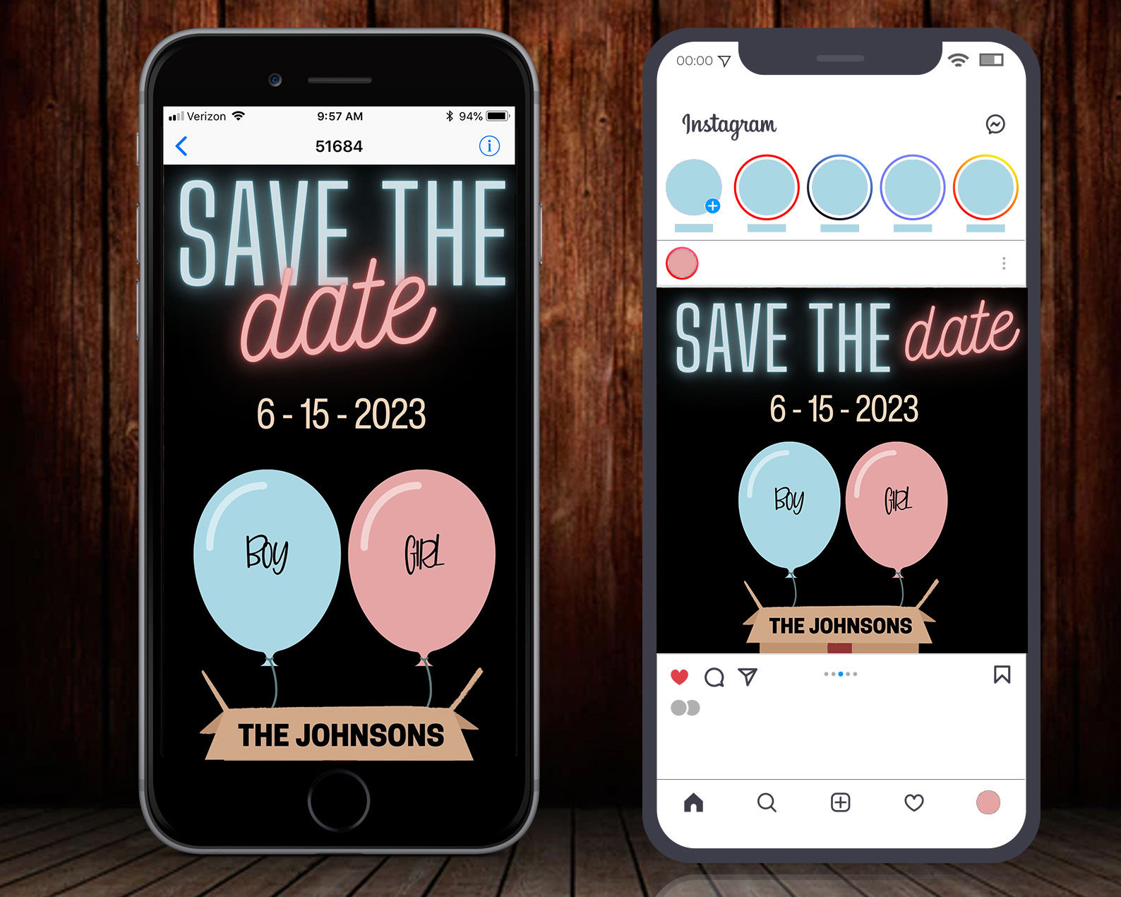 Gender Reveal Digital Invitation