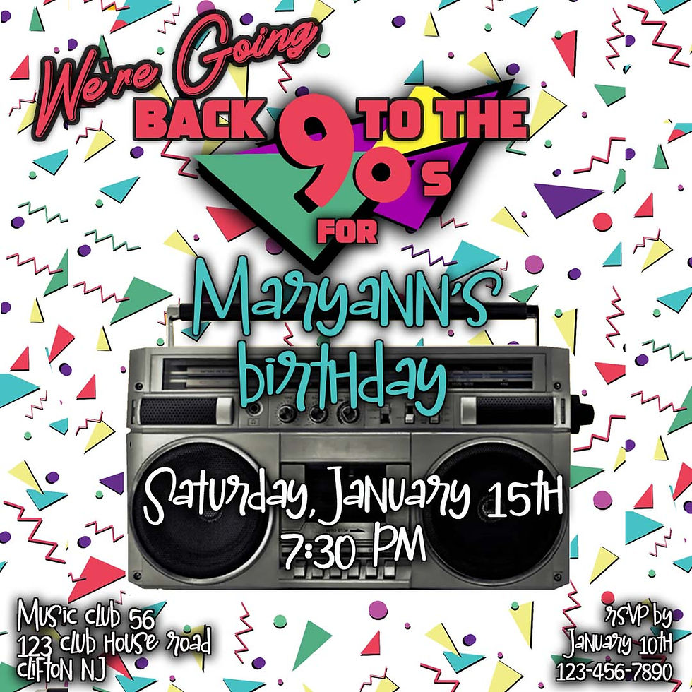 Thumbnail: 90S Birthday Invitation and Instagram Post
