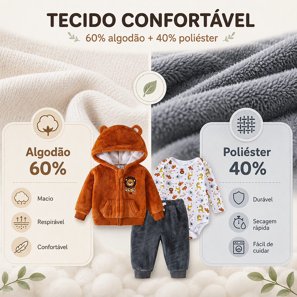 Tecido confortável do conjunto bebê masculino em algodão e poliéster
