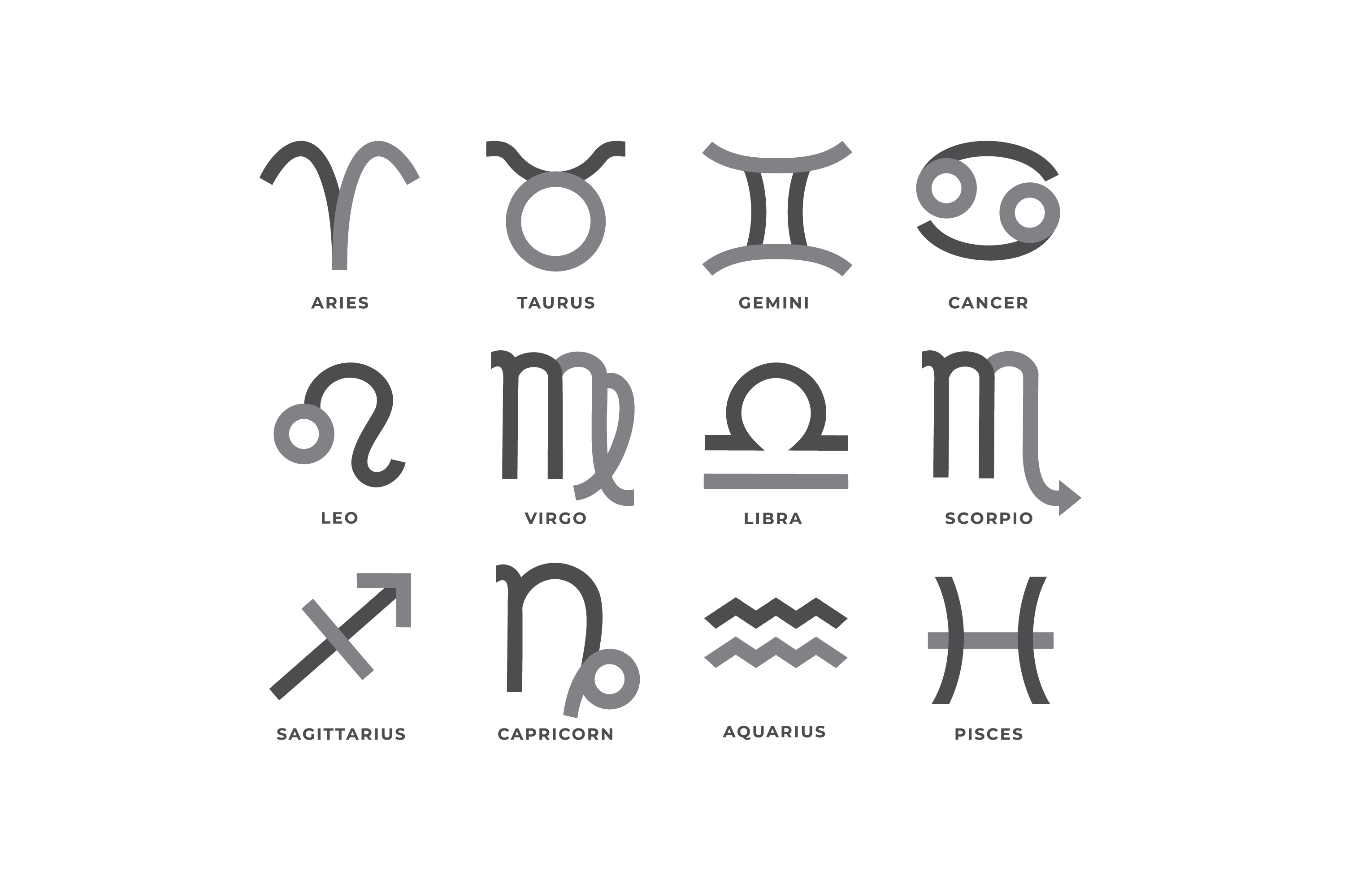 Zodiac Icon Set in two-tones