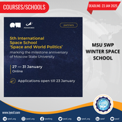 Applications are Open for the 5th International Winter Space School 'Space and World Politics'