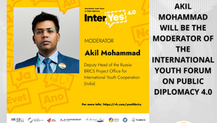 Akil Mohammad will be the Moderator of the International Youth Forum on Public Diplomacy InterYES 4.0