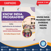 Acceptance of Applications for the Know India Program by the Indian Ministry of External Affairs