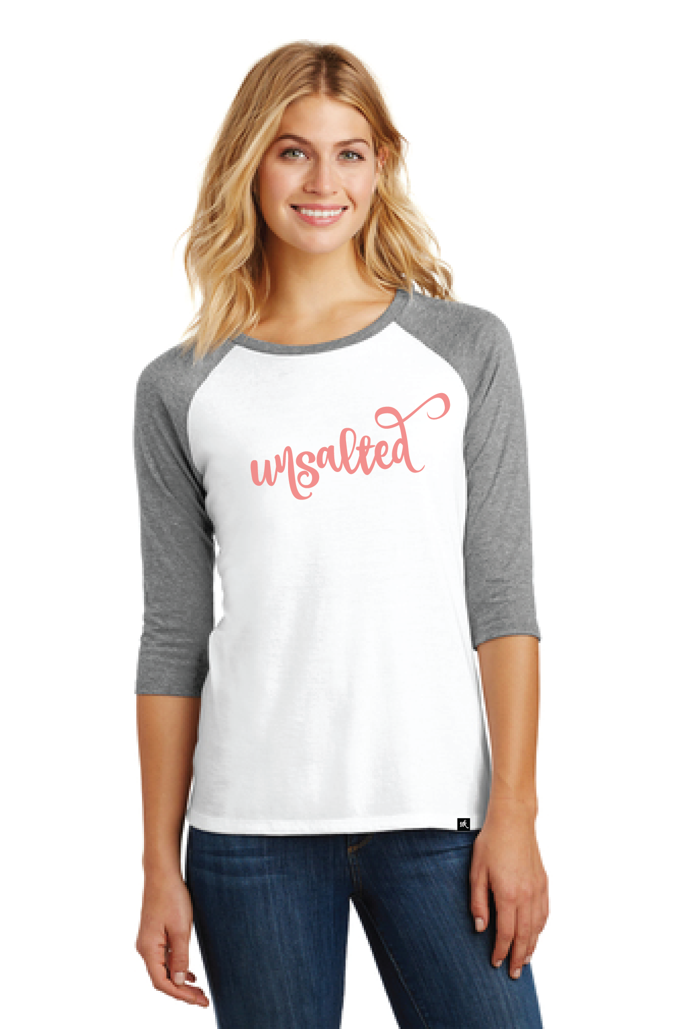 Grey & White / Coral Print Women's 3/4 Tee "unsalted"