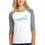 Thumbnail: Grey & White / Sea-Foam Print Women's 3/4 Tee "unsalted"