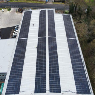 factory roof with solar panels