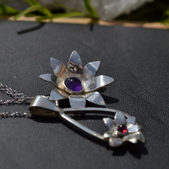 Miniature : Collection marguerite _ Pendentif améthyste