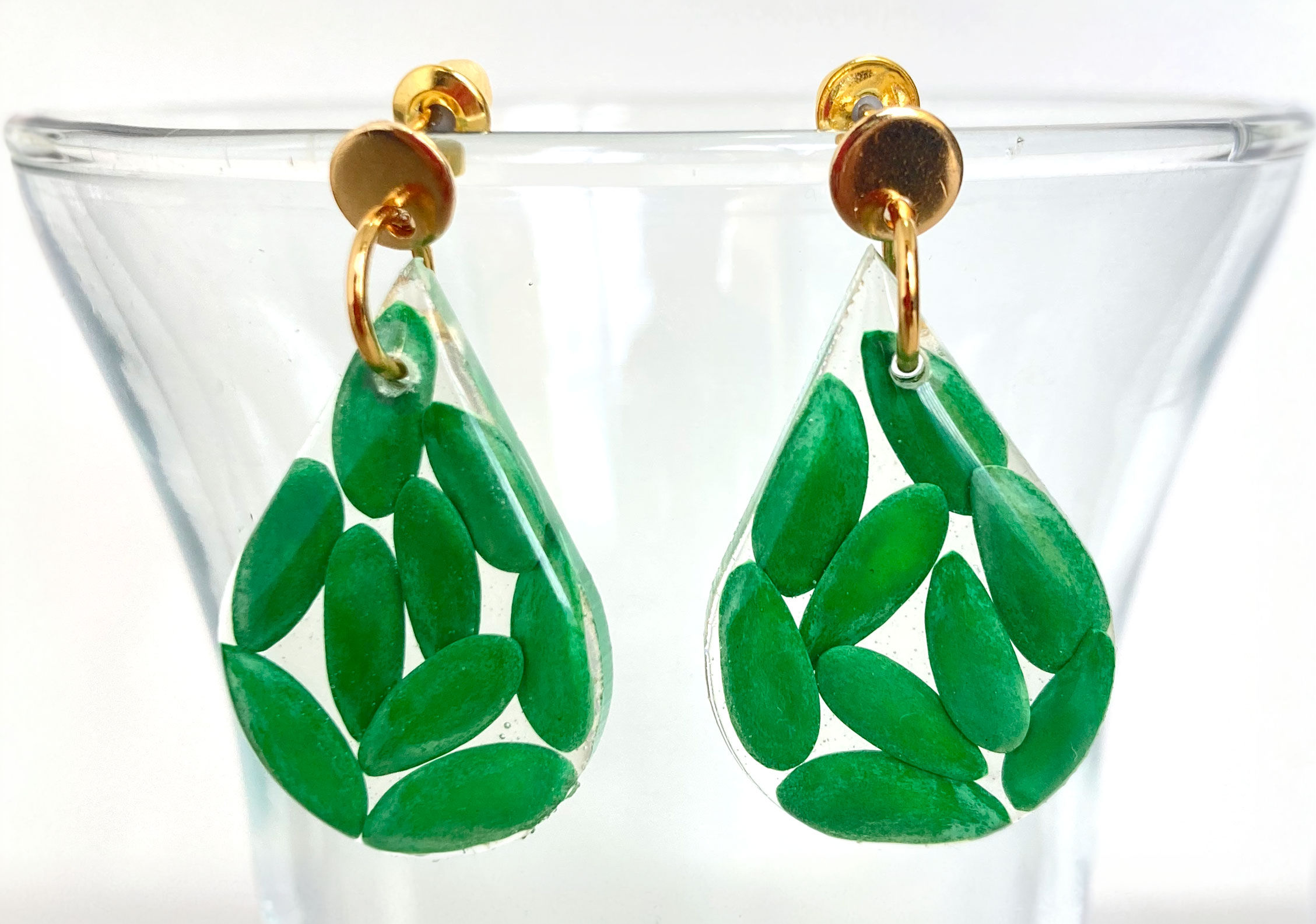 Liliana Salazar | Seeds of Abundance | Melon Tear Drop Earrings | Heart (Green)