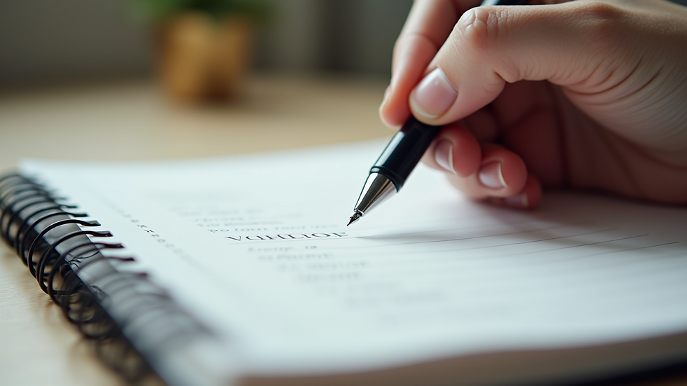 Close-up view of a notebook and pen on a table, ready for journaling during therapy