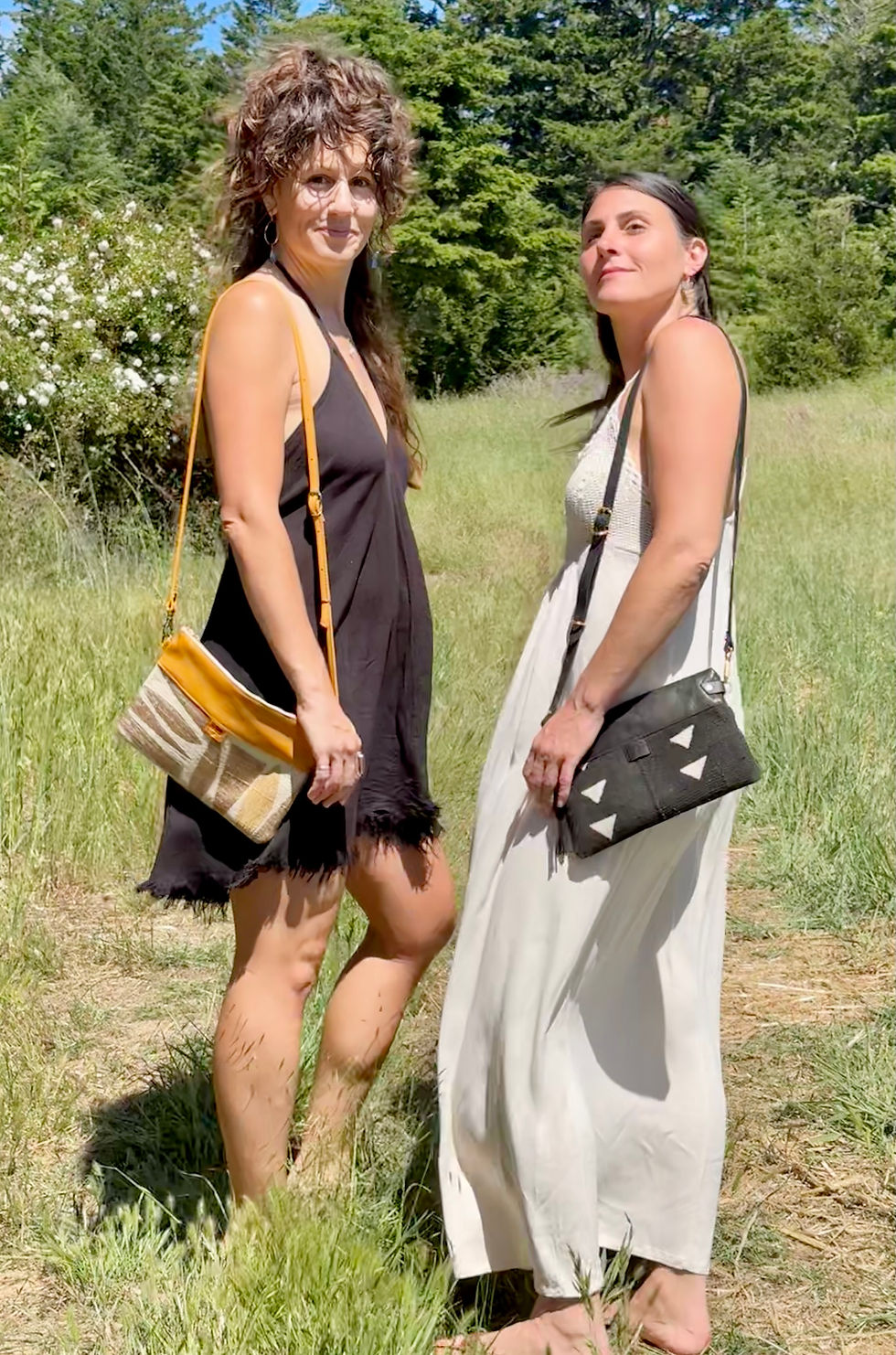 Thumbnail: Small black mudcloth & leather crossbody
