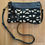 Thumbnail: Small black & white splatter mudcloth & leather crossbody