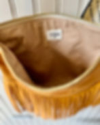 Thumbnail: Yellow leather fringe crossbody purse