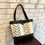 Thumbnail: Extra large white mudcloth & black leather tote bago