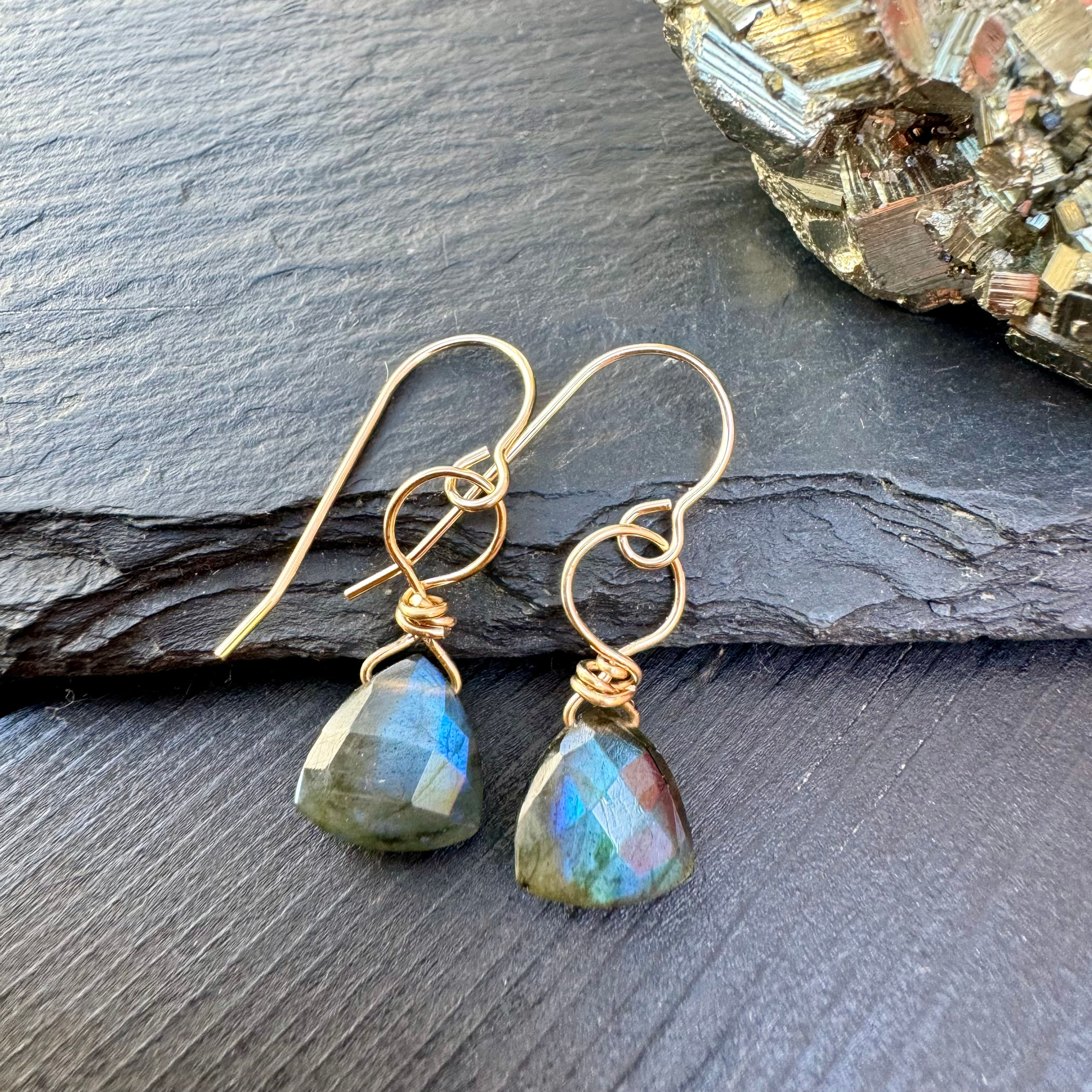 Labradorite trillion earrings