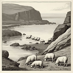 black and white book illustration of she