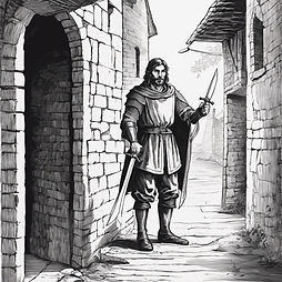 black and white book illustration of a m