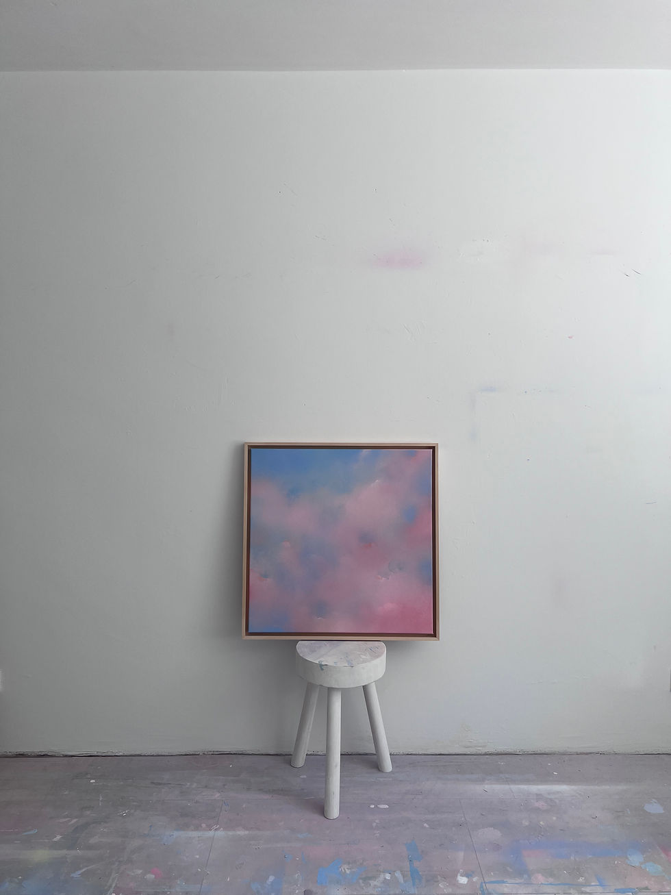 Miniaturbild:  RESERVIERT - Puderhimmel - 65x65cm in Linde gerahmt