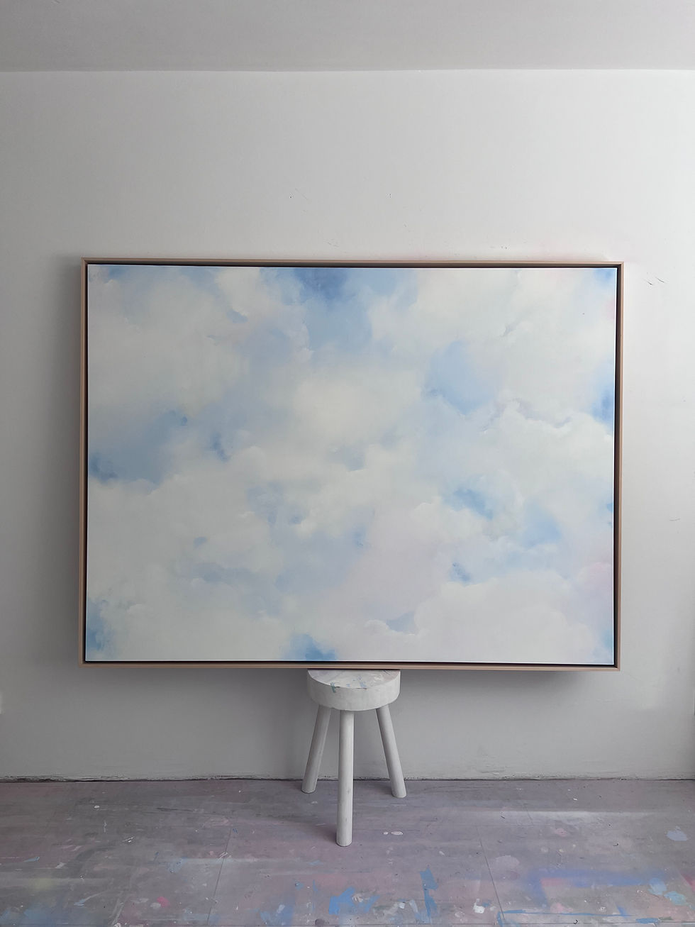 Miniaturbild: Wolkenblüte 02 - 165x125cm XL Tiefe in Linde gerahmt