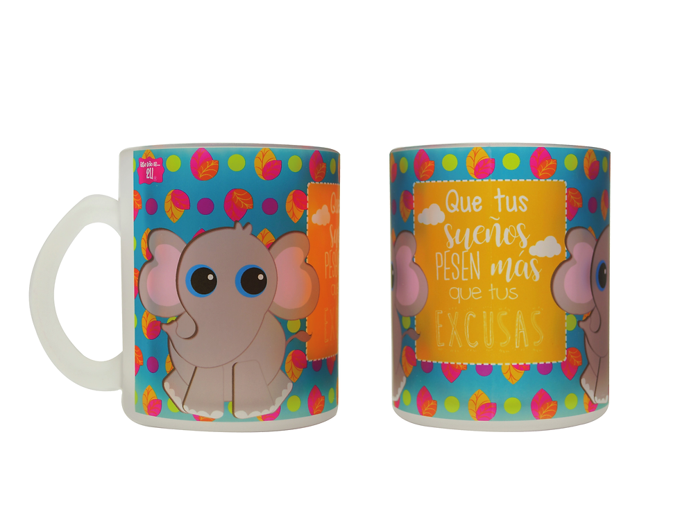 Taza Vidrio 11oz 7 Ilustración Elefante