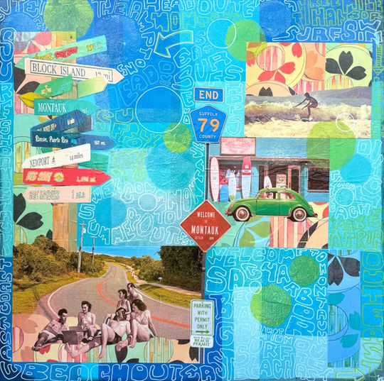Montauk art, artist, mixed media art, the hamptons art, montauk artist, the hamptons souvenir 