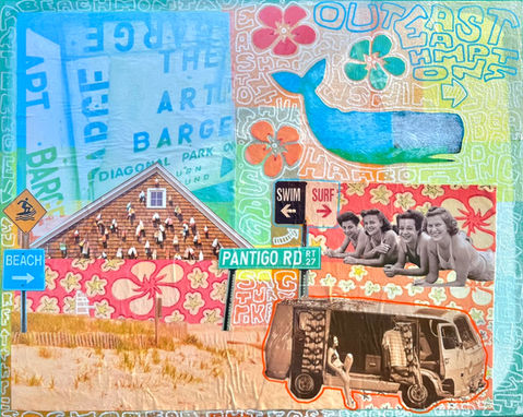 Montauk art, artist, mixed media art, the hamptons art, montauk artist, the hamptons souvenir 