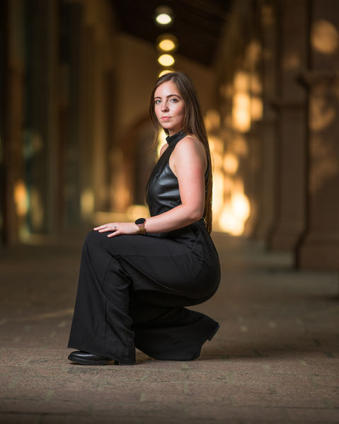 Portrait of a woman at the Mandalay Canal Walk in Las Colinas