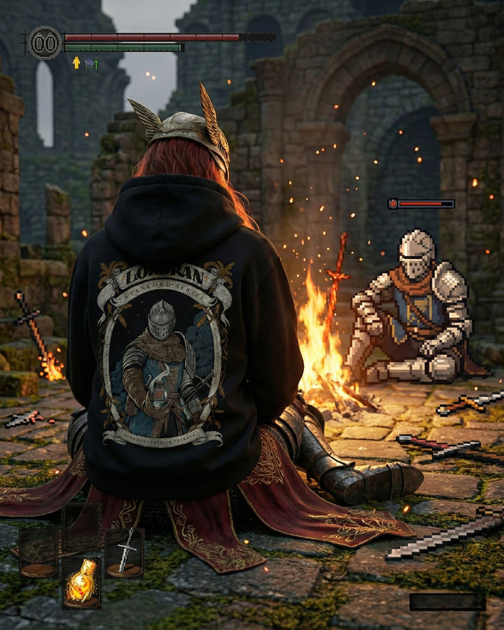 Choose Undead Dark Souls Oversize Hoodie – ön yüz