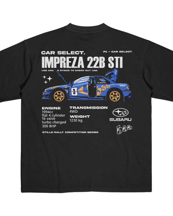 SUBARU IMPREZA 22B STI RALLİ OVERSIZE TİŞÖRT – ön yüz