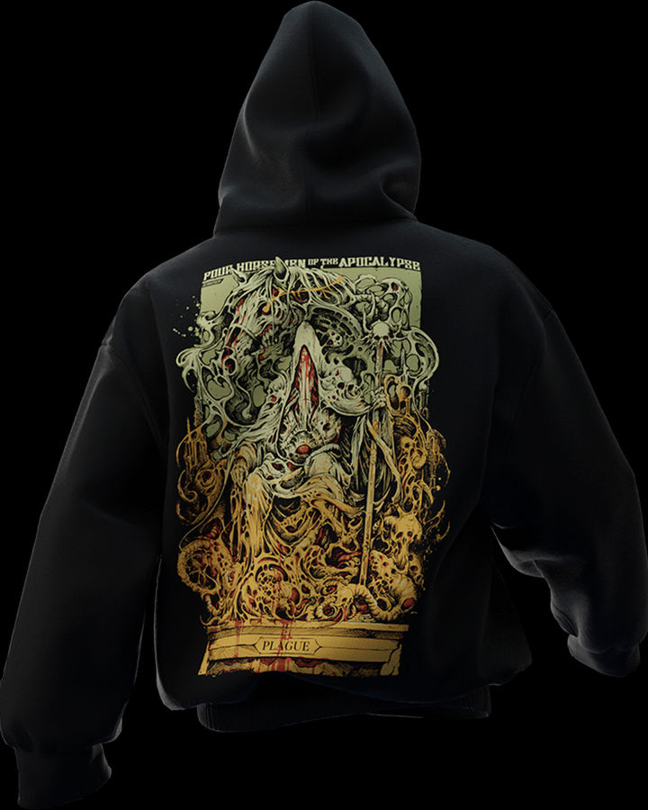 PLAGUE Mahşerin Dört Atlısı Oversize Hoodie – ön yüz