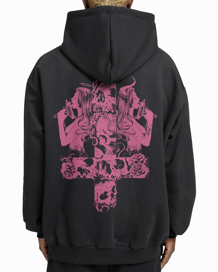 Angel and Devil Oversize Hoodie – ön yüz
