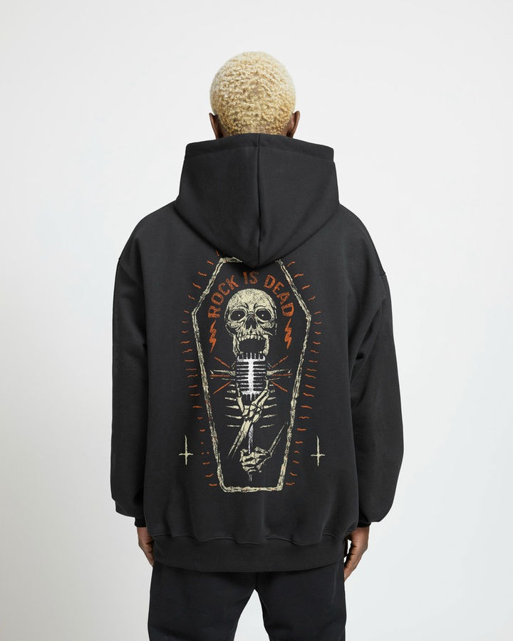 Rock Is Dead Oversize Hoodie – ön yüz