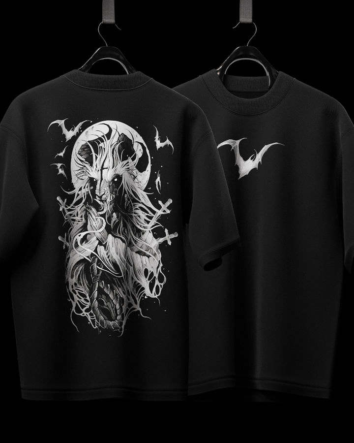 Bat Demon Oversize Tişört – ön yüz