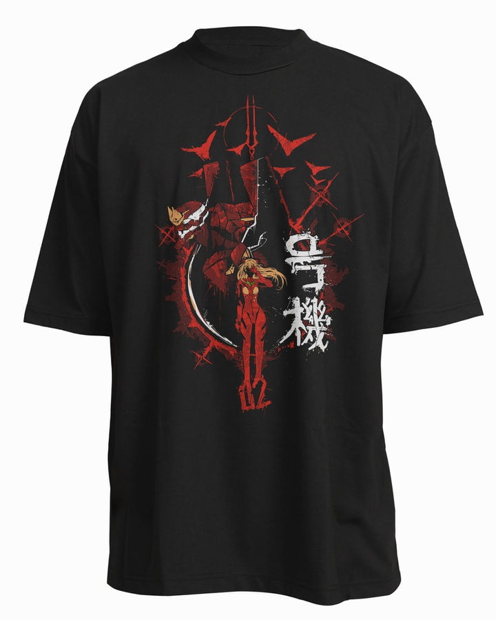 Unit-02 Asuka Evangelion Oversize Tişört – ön yüz