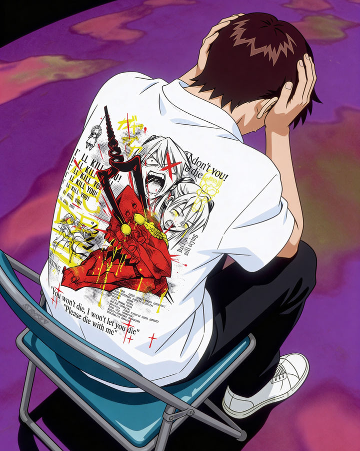 Asuka Langley Soryu Neon Genesis Evangelion Oversize Tişört – ön yüz