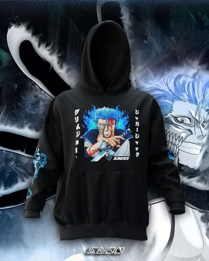 Grimmjow Bleach Oversize Hoodie – ön yüz