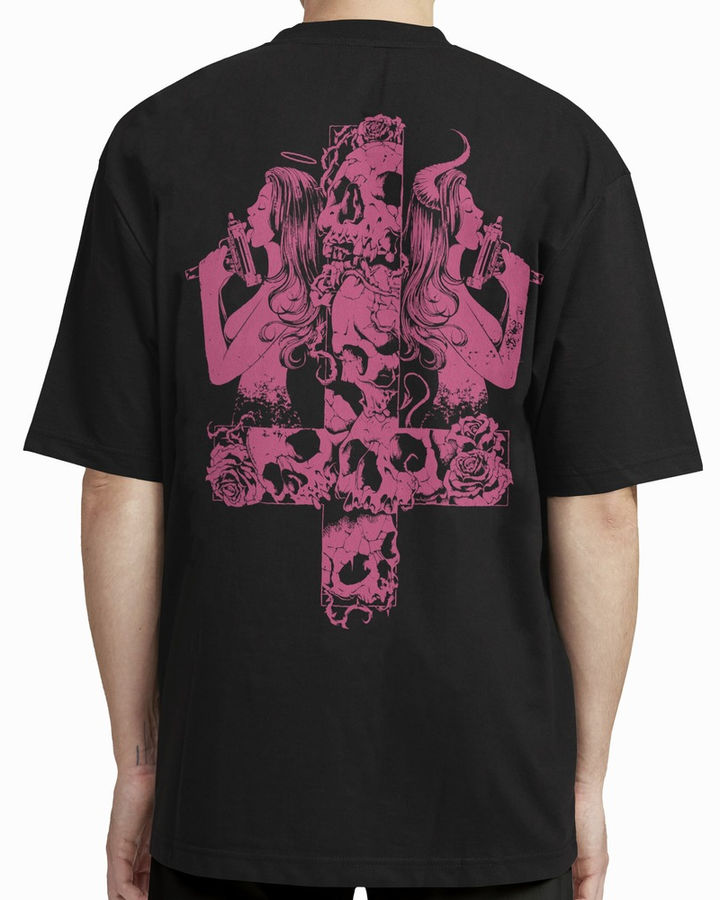 Angel and Devil Oversize Tişört – ön yüz