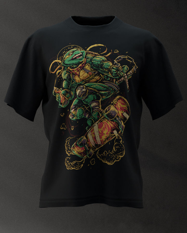 Michelangelo Ninja Turtles Oversize Tişört – ön yüz