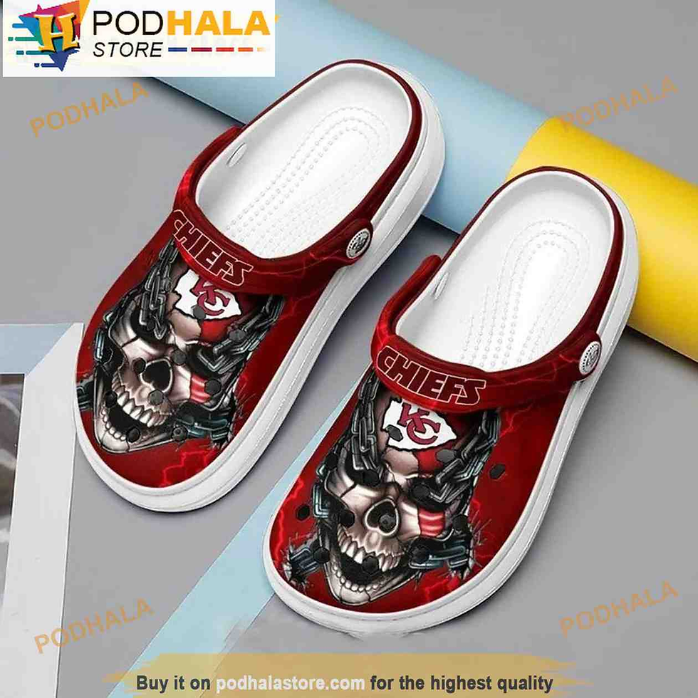 Kc Chiefs Crocs NFL Skull 3D Clog Shoes, Funny Crocs