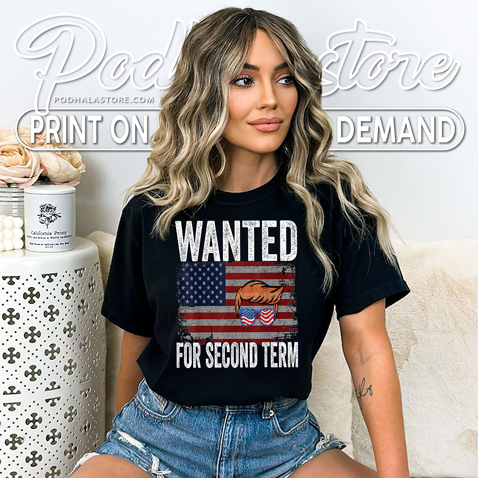 Trump 2024 Wanted Second Term Campaign Shirt, USA Flag Trump