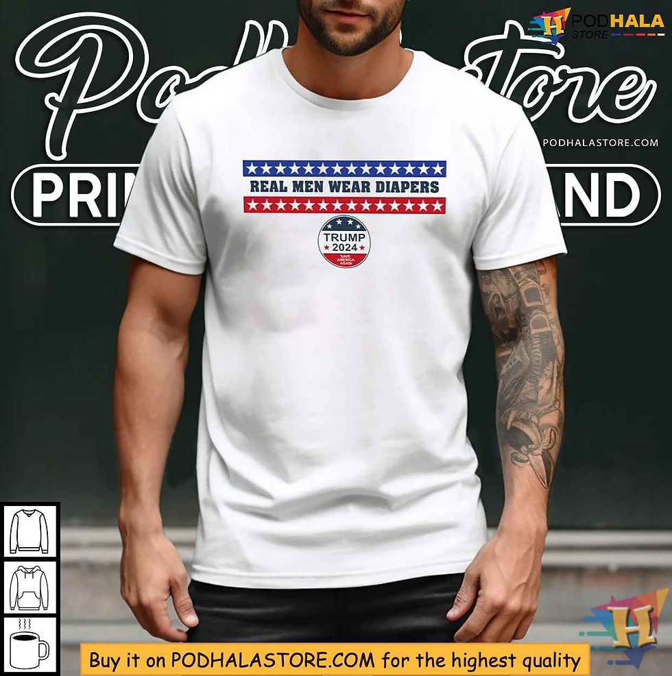 Save America Again with Trump 2024 Real Men Wear Diapers Satirical Shirt