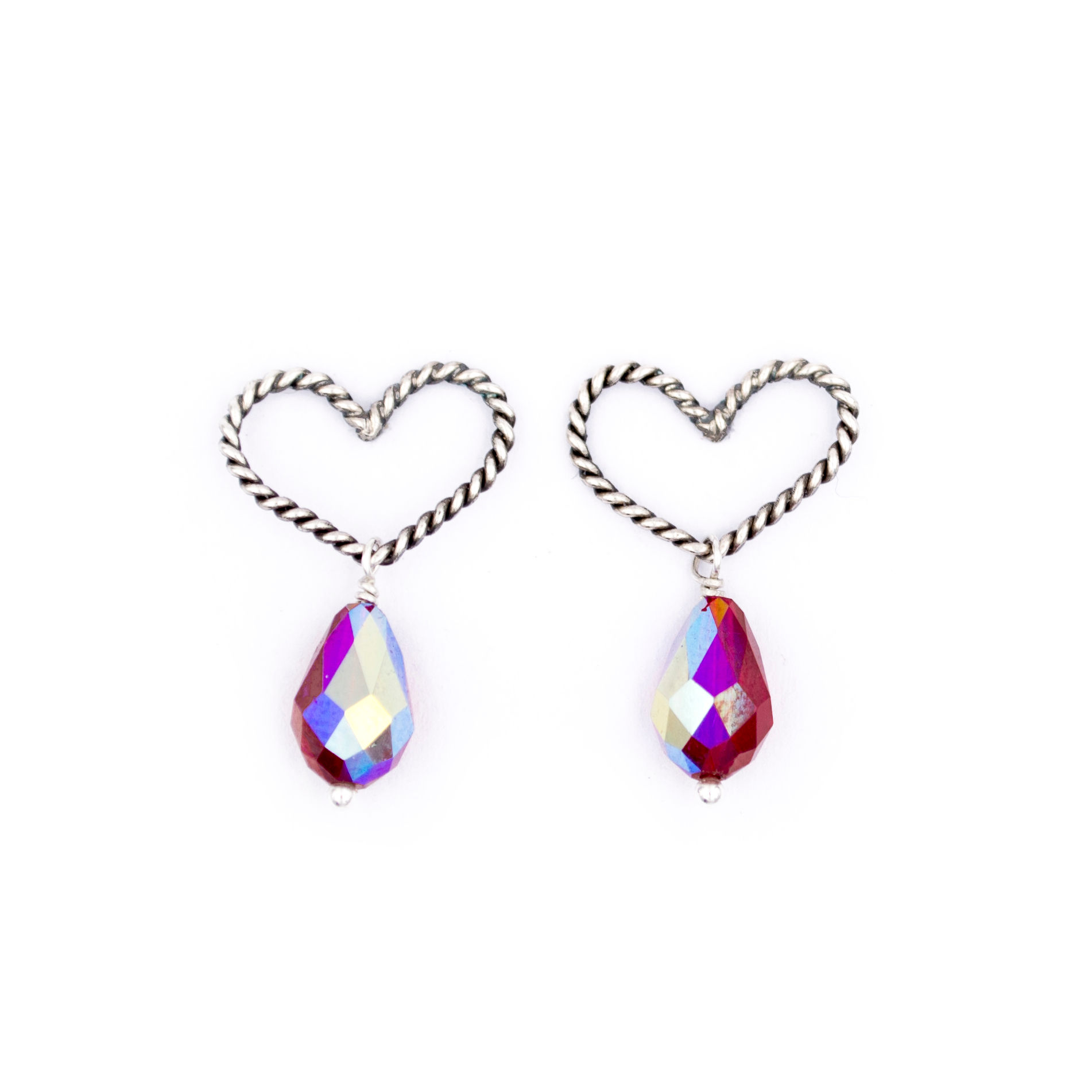 Duchess Heart Earrings: Red Shimmer
