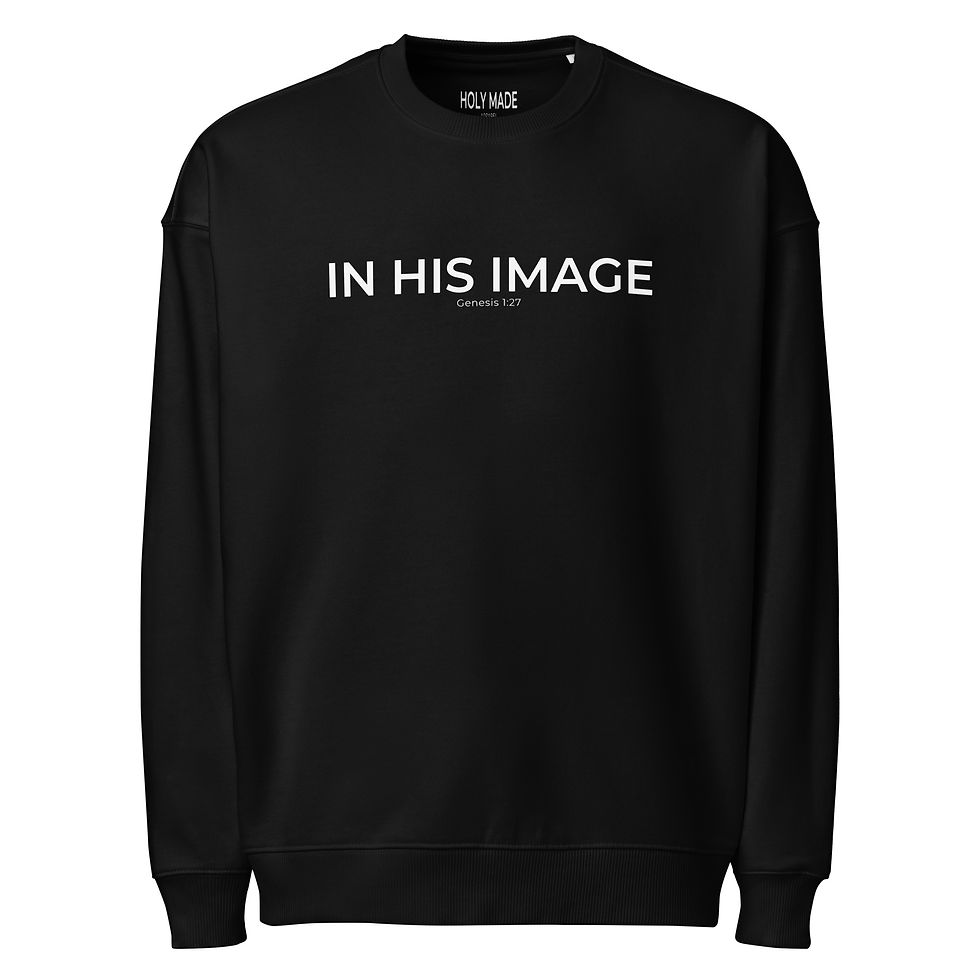 Miniature : Holy Made organic oversized sweatshirt showing the front design, displayed to highlight its soft fabric and relaxed fit.