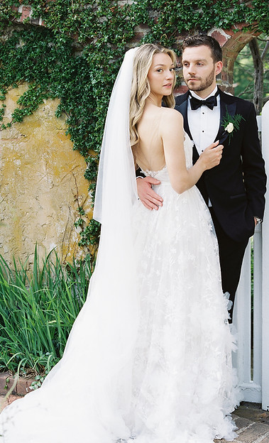 bride and groom pose