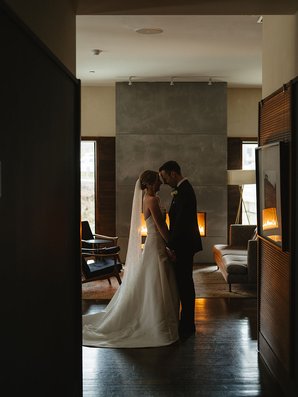 bride and groom enjoy a moment alone at the Roundhouse in Beacon NY