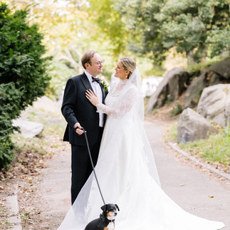 bride & groom pose in Central Park 